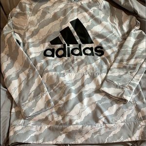 Adidas white and grey camp hoodie